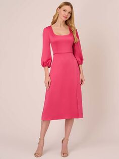 Платье миди из атласного крепа с вырезами Adrianna Papell, цвет Розовый лотос