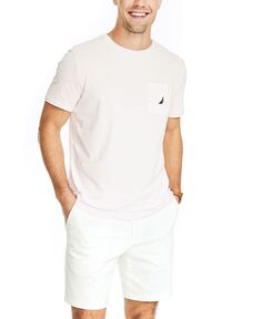 Мужская однотонная футболка классического кроя с круглым вырезом и карманами Nautica