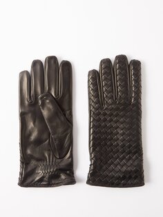 Перчатки из кожи intrecciato Bottega Veneta, черный