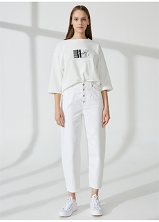 Стандартные белые женские джинсовые брюки с высокой талией Denim Trip