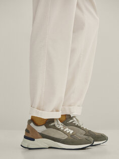 Контрастные кроссовки цвета хаки Massimo Dutti, хаки
