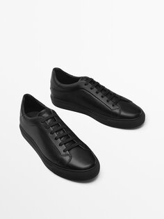Черные кожаные кроссовки Massimo Dutti, черный