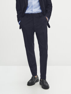 Односиние костюмные брюки из полушерсти Massimo Dutti, темно-синий
