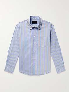 Полосатая рубашка из хлопкового поплина с искусственным жемчугом SIMONE ROCHA, синий