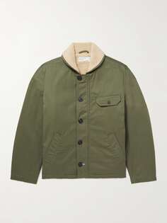 Куртка-бомбер N1 на флисовой подкладке из хлопка и твила UNIVERSAL WORKS, зеленый