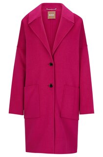 Пальто Boss Melange Relaxed-fit Blended With Wool, розовый