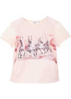 Футболка для девочки с фотопринтом лошади Bpc Bonprix Collection, розовый