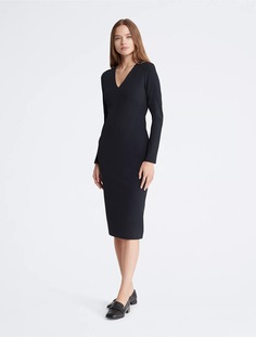 Платье Calvin Klein Stretch Crepe Midi, черный