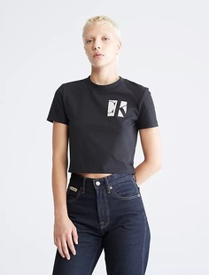 Футболка Calvin Klein Monogram Logo Boxy Cropped, черный