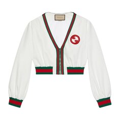 Куртка на молнии из джерси Gucci с веб-полоской, цвет Белый