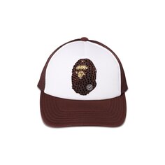 BAPE Кепка из сетки с кристаллами и камнями Ape Head, коричневая