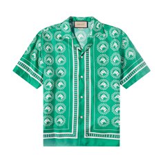Рубашка Gucci Bowling Aloha, Зеленый/Слоновая кость/Разноцветный
