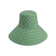 Пляжная шляпа с широкими полями Gucci GG, светло-зеленая