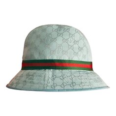 Холщовая шляпа Gucci x Palace GG-P с паутиной и логотипом Бледно-голубая