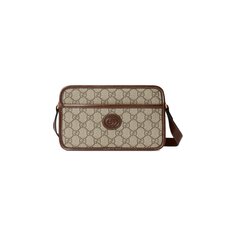 Мини-сумка Gucci с переплетенной буквой G, Бежевый/Черное дерево/Коричневый сахар