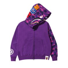 BAPE Color Camo Свободная толстовка на молнии с капюшоном Гигантская акула, Фиолетовый