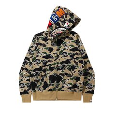 BAPE Sta Camo Толстовка на молнии с изображением акулы, цвет Желтый