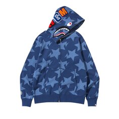 Толстовка на молнии с узором Shark BAPE Sta, цвет Индиго