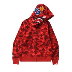 BAPE Color Camo Shark Толстовка на молнии на всю длину, Красный