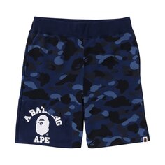 Спортивные шорты с камуфляжным принтом BAPE, темно-синие