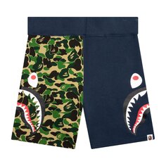 BAPE ABC Камуфляжные спортивные шорты с изображением акулы, цвет Зеленый/Темно-синий