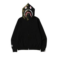 BAPE Shark Толстовка с полной молнией и камуфляжным капюшоном, черная