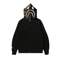 BAPE Съемная толстовка на молнии с изображением акулы, цвет черный