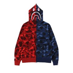 Толстовка на молнии с камуфляжным принтом BAPE Color Camo Shark, цвет Красный/Темно-синий