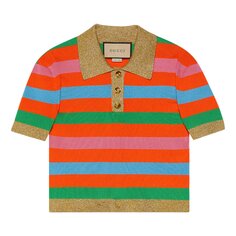 Полосатая футболка-поло Gucci, Оранжевый/Многоцветный