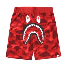 BAPE Спортивные шорты с камуфляжным принтом Акула, красные