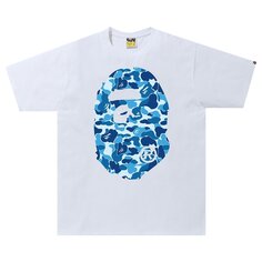 BAPE ABC Камуфляжная футболка с головой большой обезьяны, цвет белый/синий