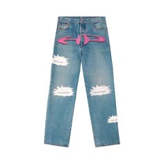 Джинсовые брюки с узором Heron Preston, цвет Индиго/Белый