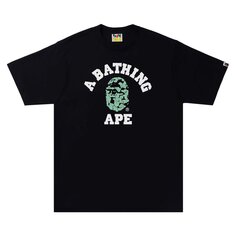 Камуфляжная футболка с текстовым кодом BAPE, черная