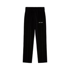 Бархатные спортивные брюки Palm Angels, цвет: черный/белый