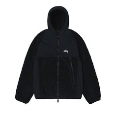 Куртка Stussy Sherpa со вставками и капюшоном, цвет Черный