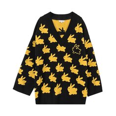 Джемпер с V-образным вырезом JW Anderson Bunny, цвет Черный/Желтый