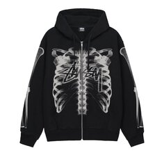 Толстовка на молнии Stussy Rib Cage, цвет Черный/Белый