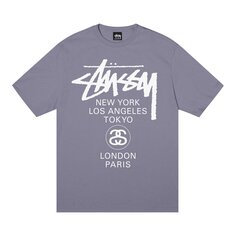 Футболка Stussy World Tour, розовато-лиловая