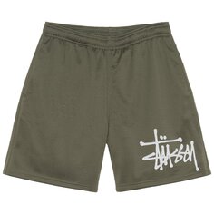 Шорты в сетку Stussy Big Basic, цвет Оливковый