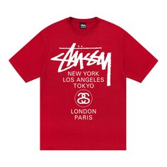 Футболка Stussy World Tour, темно-красная