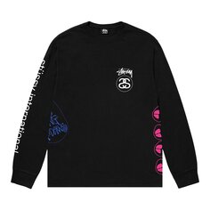 Футболка с длинными рукавами Stussy Test Strike, окрашенная в пигмент, черная