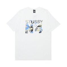 Пляжная камуфляжная футболка Stussy No.4, цвет Белый/Синий