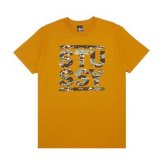 Футболка Stussy с камуфляжным принтом Оранжевая