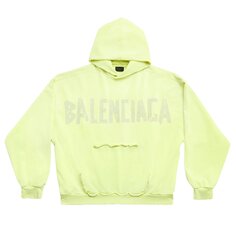 Balenciaga Худи с рваными карманами, цвет Желтый флуоресцентный