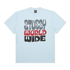 Футболка с черепом Stussy Gear World Tribe, светло-голубая