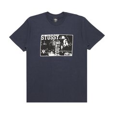 Молодежная футболка Stussy темно-синего цвета