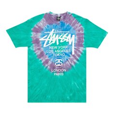 Футболка Stussy World Tour Circles цвета морской волны