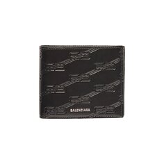 Balenciaga Квадратный складной кошелек для монет с тисненой монограммой, черный