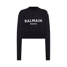 Укороченный свитшот Balmain Черный/Белый