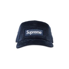 Вельветовая кепка Supreme, темно-синяя